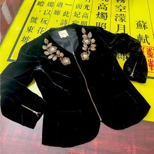 Nanette Lepore silk velvet beaded jacket